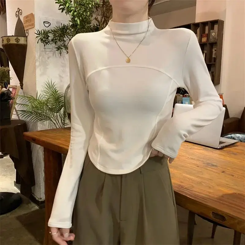 Thickened German Velvet Long Sleeve Base Shirt Women's Autumn Winter Warm Slimming Fashionable T-Shirt Inner Wear Top