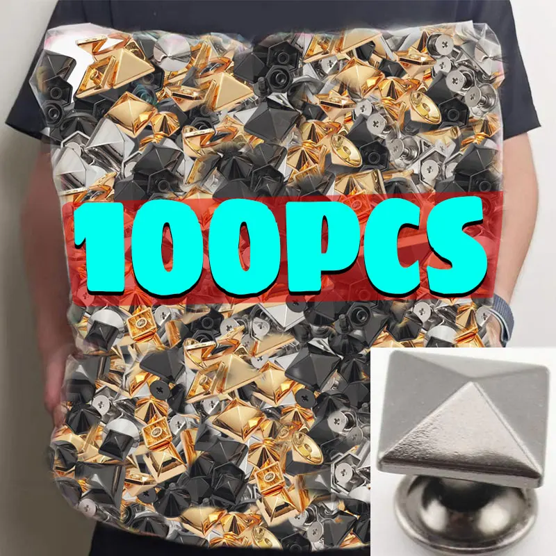 

10-100PCS Punk Metal Spikes Square Double Cap Rivets Cone Studs for DIY Clothes Bags Shoes Leather Craft Decoration Accessories