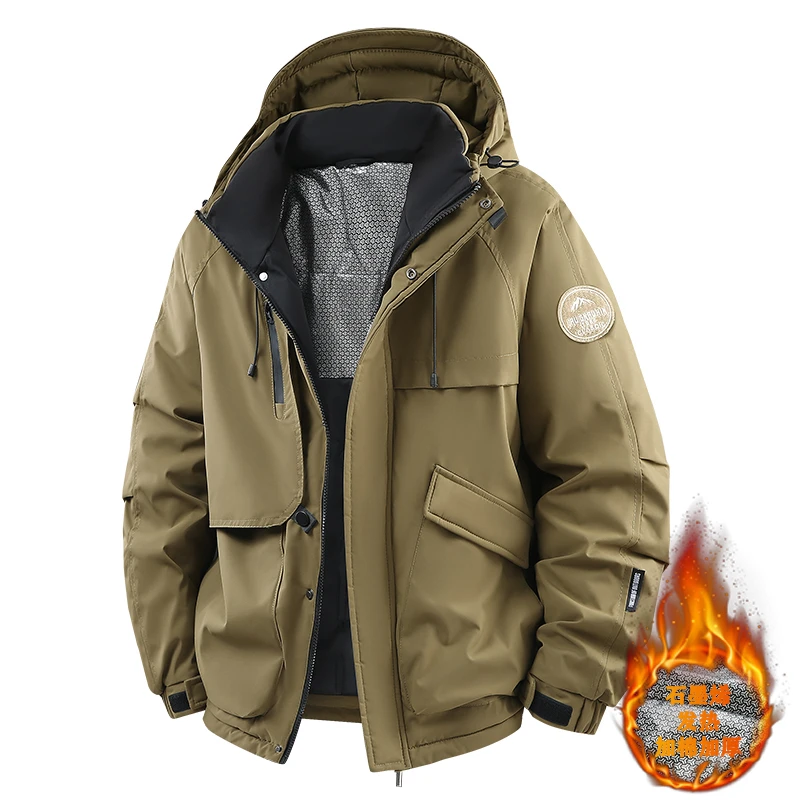 

Новая зимняя графеновая ветрозащитная хлопковая куртка, теплые мужские корейские парки, мужские повседневные модные штурмовики