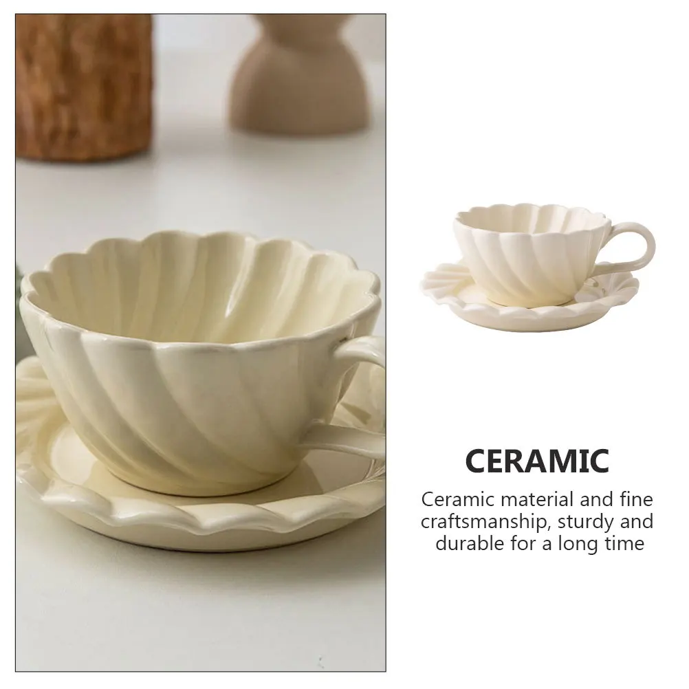 

1Set Ceramic Coffee Cup Household Multi-Function Mug with Saucer Design Daily Use Coffee Accessory Milk Cup