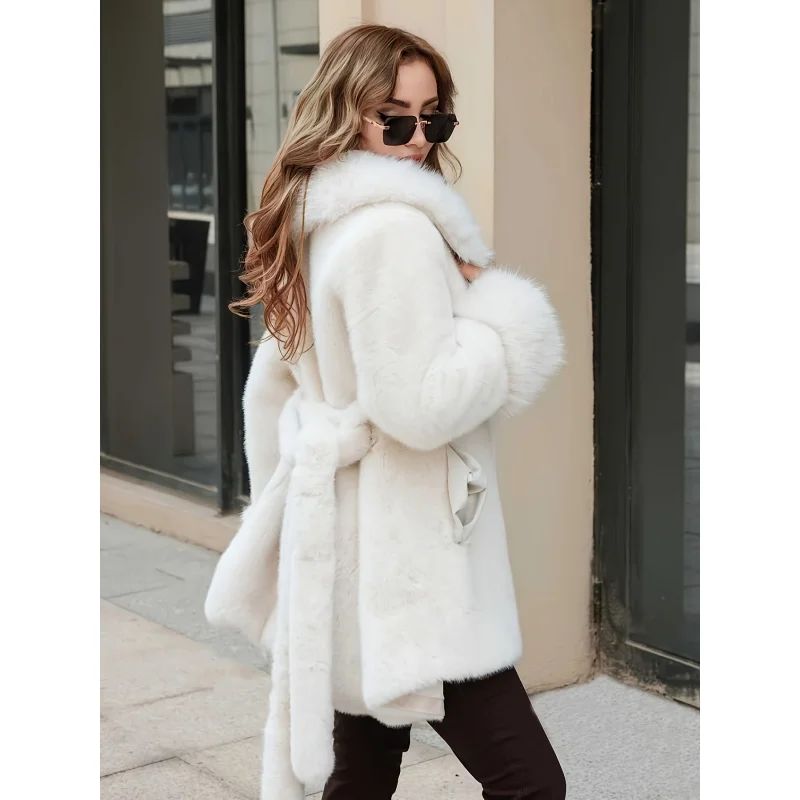 

Autumn and Winter Women's Imitation Fur Coat，Long Sleeve Thickened Warm Comfortable Eco-Friendly Fashionable Commuter Jacket