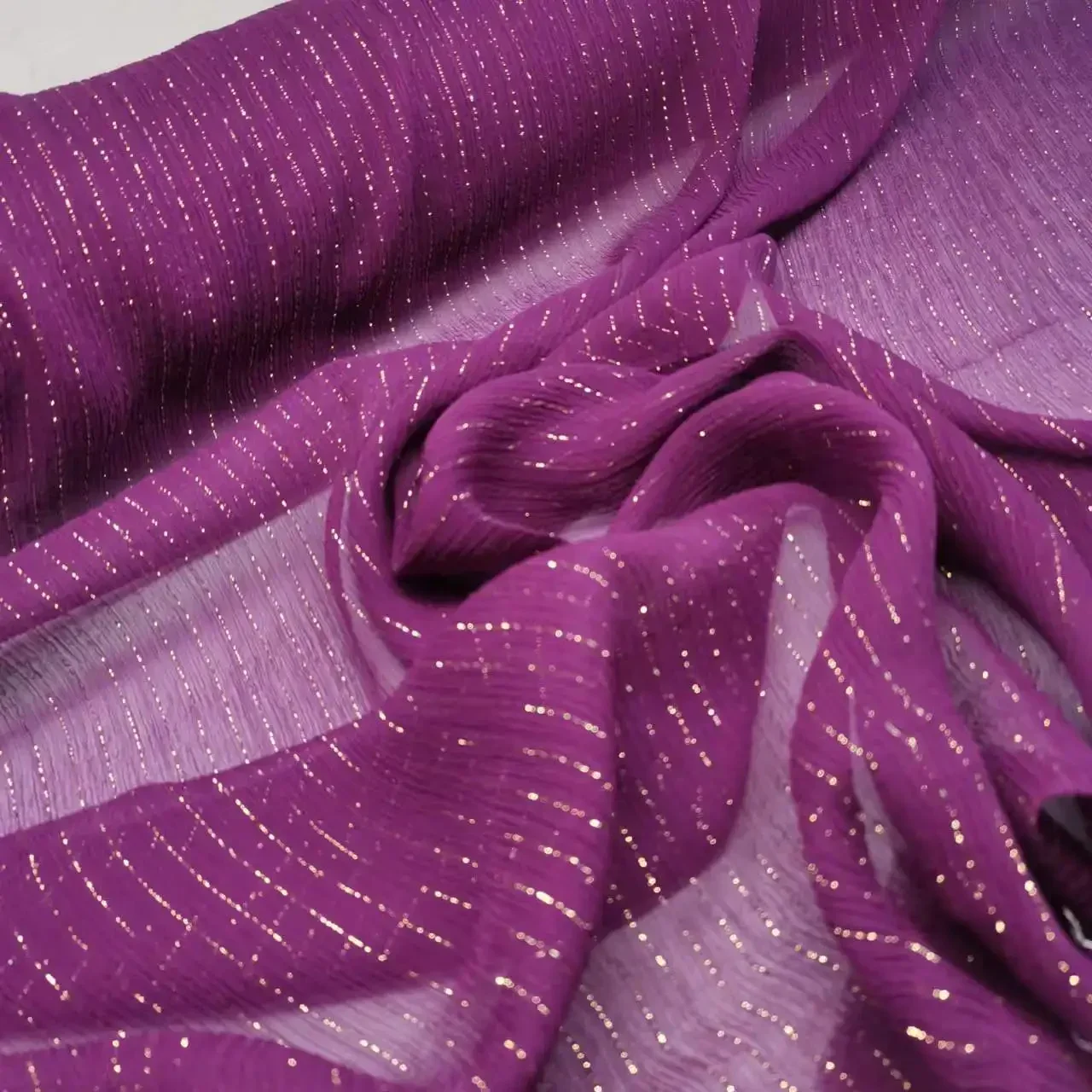 Shimmer Silk Georgette Chiffon Metallic Jacquard Shiny Silk Fabric For Dress Scarf