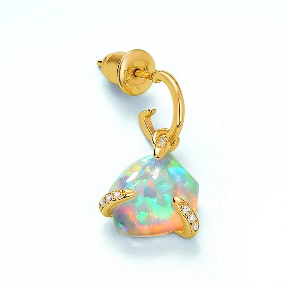 ALLNOEL 925 Sterling Silver Dangle Earrings For Women Synthetic 10*12mm Irregular Opal Elegant Anniversary Gifts Jewelry New