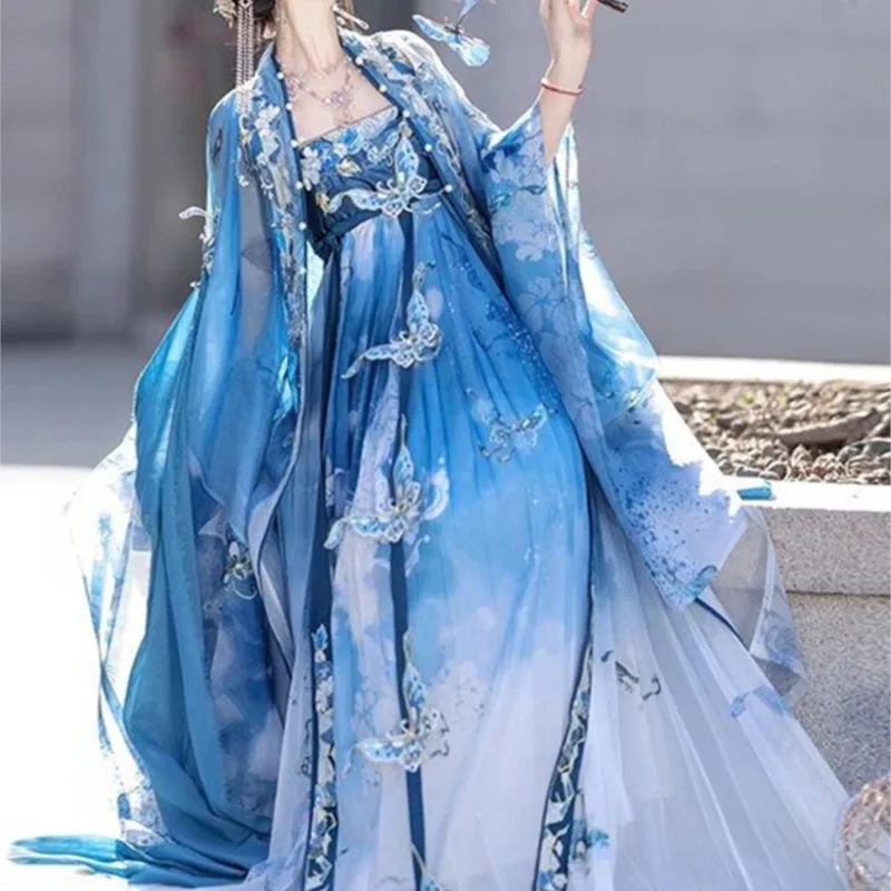 

Heavy embroidery chest-length fairy chebule pleated skirt Hanfu woman