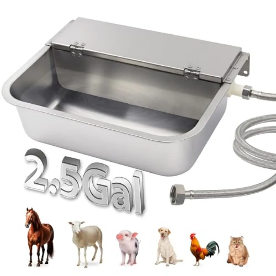 

2.5 Gal Automatic Water Dispenser for Dogs IndoorandOutdoor Self Filling Dog Waterer Feeder Large Stainless Steel Water Bowl Di