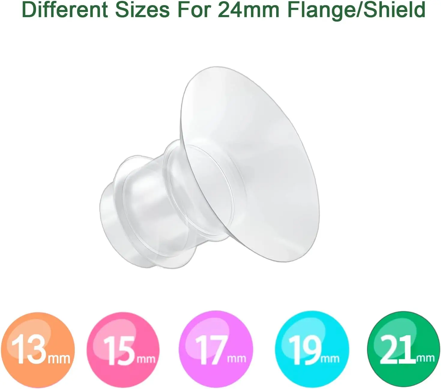 Flange Inserts 13/15/17/19/21mm 5pcs,Suitable for Medela,Spectra 24mm Shields/Flanges,Willow Wearable Cups