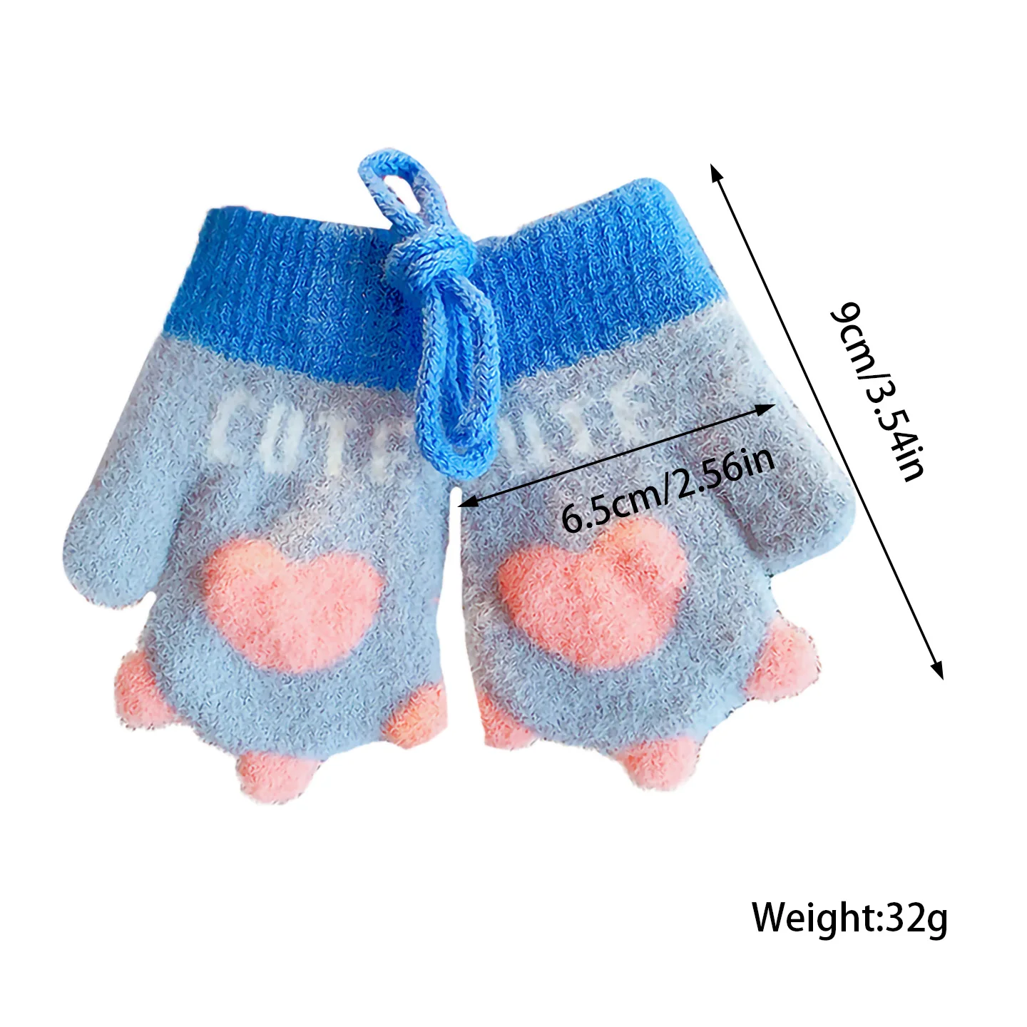 Baby-Winterhandschuhe, weicher Plüsch, Farbblock-Design, Kleinkindhandschuhe, Anti-Verlust-Kordel, 3D-Herz-Dekor, elastische Rippenbündchen, winddicht, warm, 2026 – Detail 2