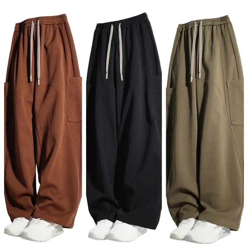 

Мужские модные брюки-карго для фитнеса и бега на открытом воздухе, ветрозащитные, дышащие, с широкими штанинами, удобные и стильные, на все сезоны