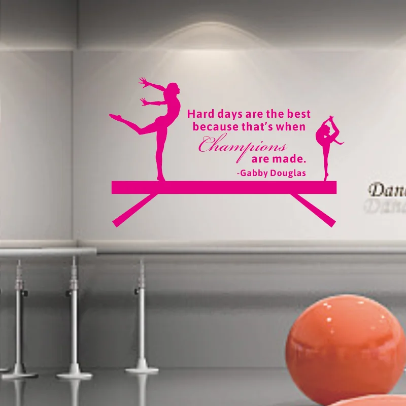 Gymnastics Hard days are the best champions are made Wall Sticker Girl Room Gymanst Inspirational