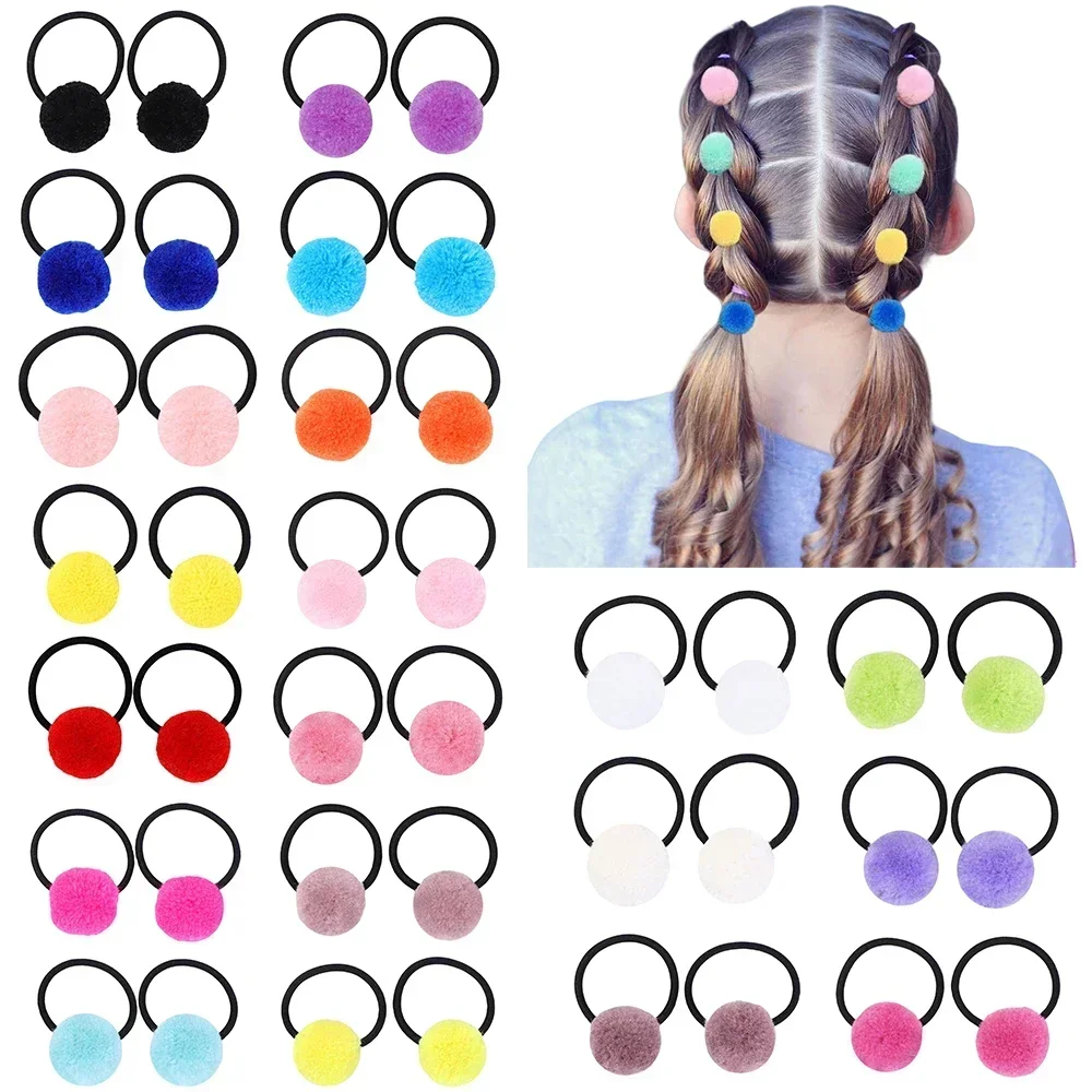 

16Pcs/Set Elastic Coral Fleece Ball Hair Bands for Kids Girls Sweet Rubber Scrunchie Girls Ponytail Holder Ties Hair Accessories