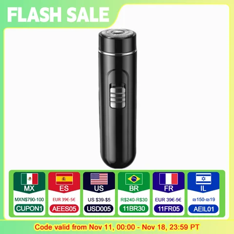 컴팩트 편리한 남성용 전기 면도기, USB 충전식, 습식 및 건식, 간편한 1 단추 사용, 가정, 자동차 및 여행에 적합!