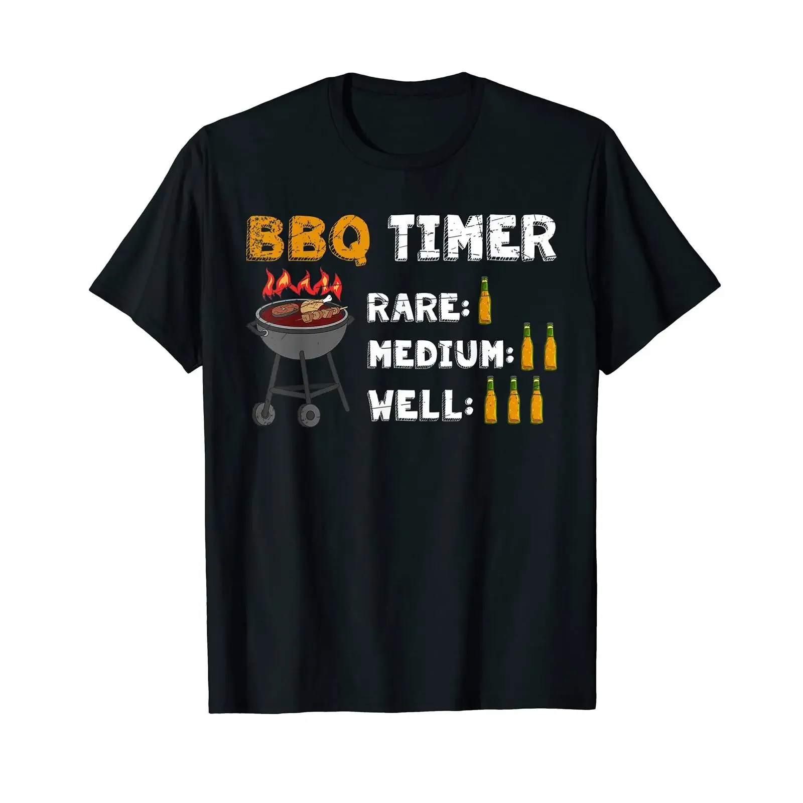 Camiseta vintage lavada con diseño gráfico unisex versátil para fiestas de barbacoa y parrilla, con temática divertida de cerveza y cocción rara, media o bien hecha.