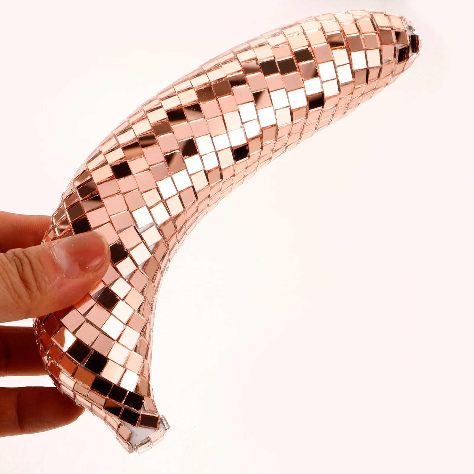 

1Pc Mirror Disco Banana Ornament Vintage Tabletop Decor Reflective Fruit Model Cute Home Decoration