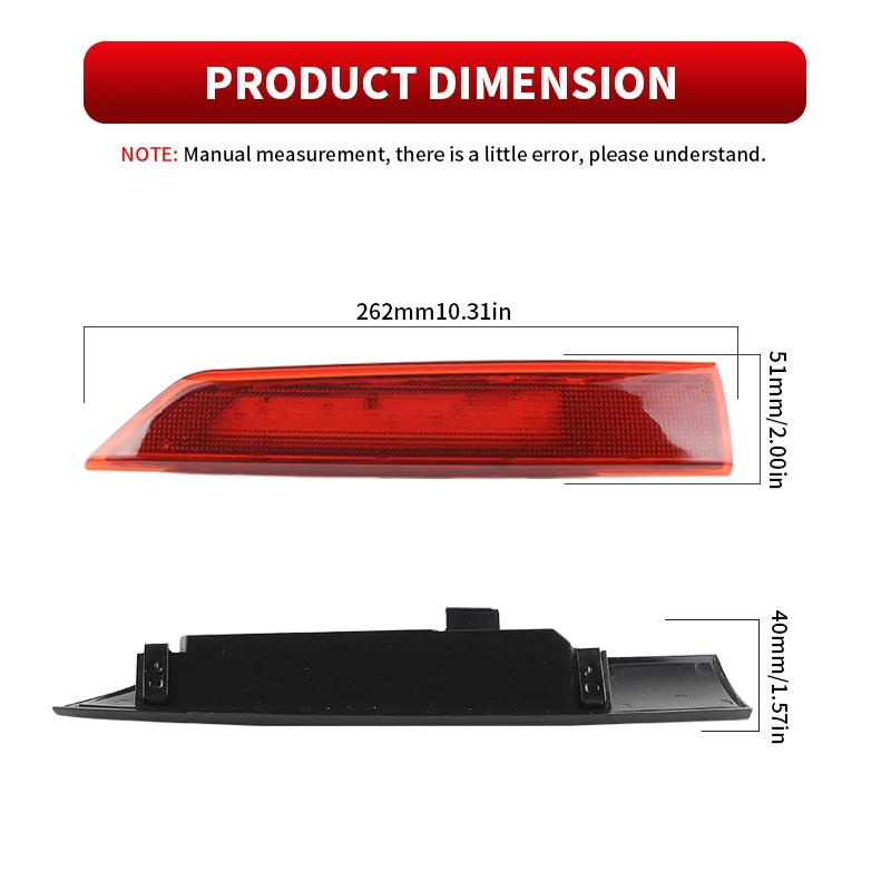2Pcs 12V For Ford Transit Custom 2016-up 12V LED 3rd Third Brake Light Rear High Level Mount Stop Lamp Accessories OEM# 2009953