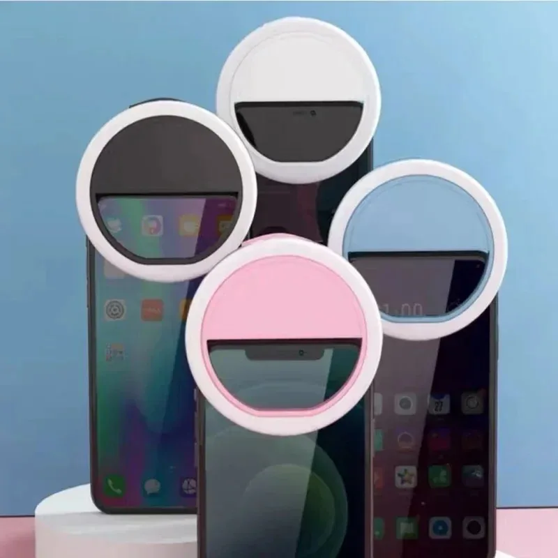 New LED Rechargeable Mobile Phone Round Fill Light Live Clip Selfie Light Portable  Photo Beauty Ring Light