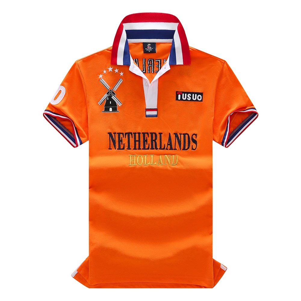 New Arrivals NETHERLANDS Men's Polo Shirt Short Sleeved Dutch Embroidery Golf Wear Collar T-shirt Plus US Size XS-7XL