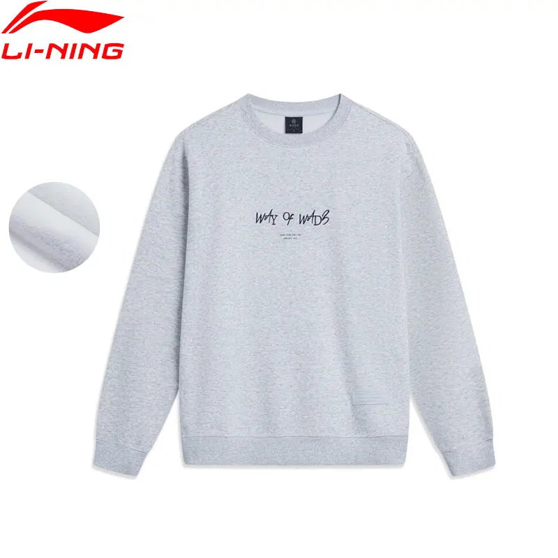 Li-Ning Men Wade Winter Fleece Sweatshirt WARM AT 65%Polyester 35%Cotton Loose Fit Comfortable Sports Tops Pullover AWDT941