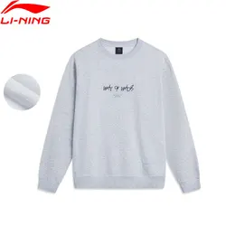 Li-Ning Men Wade Winter Fleece Sweatshirt WARM AT 65%Polyester 35%Cotton Loose Fit Comfortable Sports Tops Pullover AWDT941