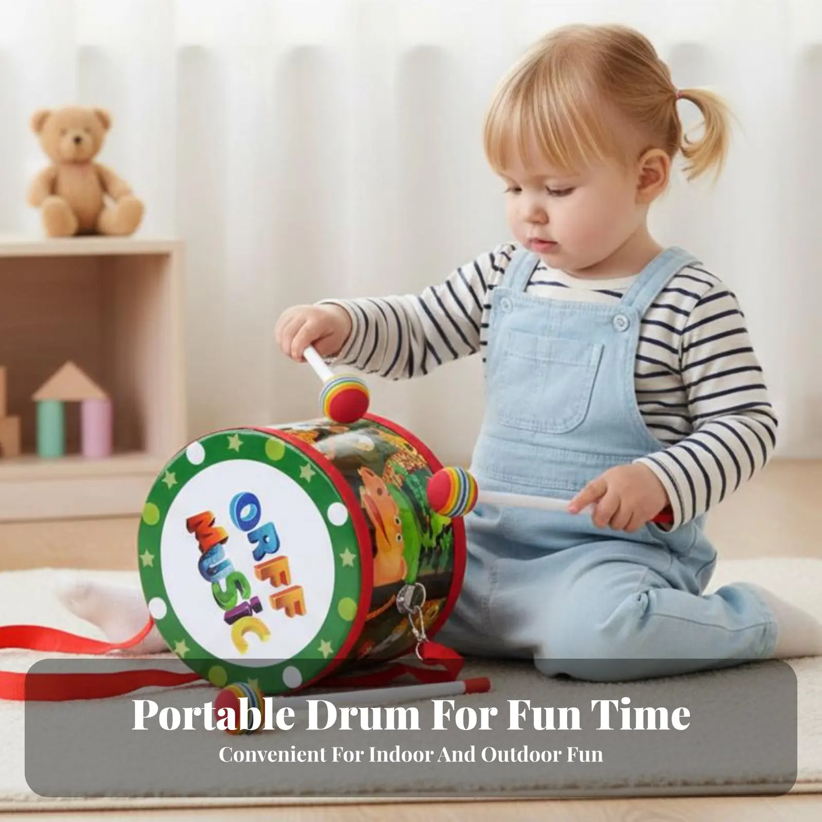 Young Child Marching Drum Child-Safe Young Child Percussion Bundle Develops Movement Skills Child-Centered Influenced