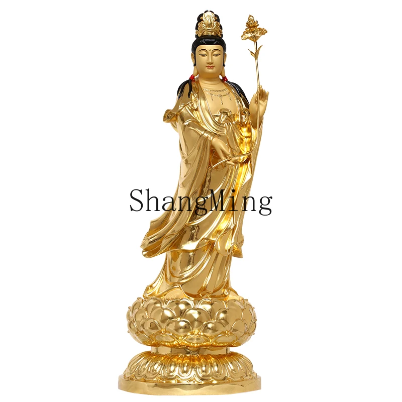 

ZYY pure copper gold, Western three saints worship Buddha statues, household Guanyin Bodhisattva Buddha statue station ornament