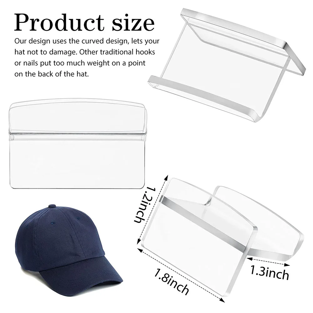 10/5pcs Clear Minimalist Hat Rack Adhesive Hat Hooks for Wall No Drilling Hat Holder Hat Display Strong Hat Hanger