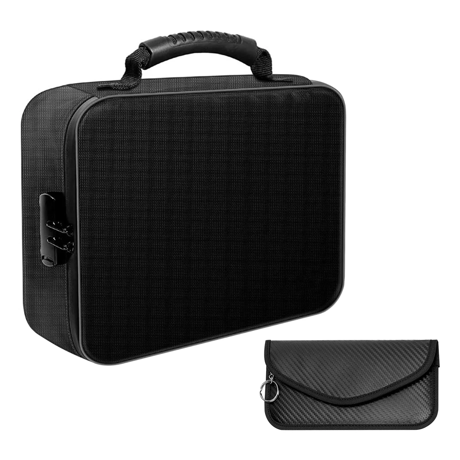 2 pçs/set objetos de valor com bloqueio alça de transporte caixa de documentos à prova de fogo faraday bolsa certificados portátil duplo zíper ened