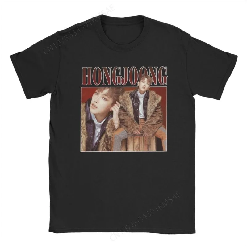 

Cool HongJoong Ateez T-Shirts for Men Crewneck Cotton T Shirt Short Sleeve Tee Shirt Graphic Clothes