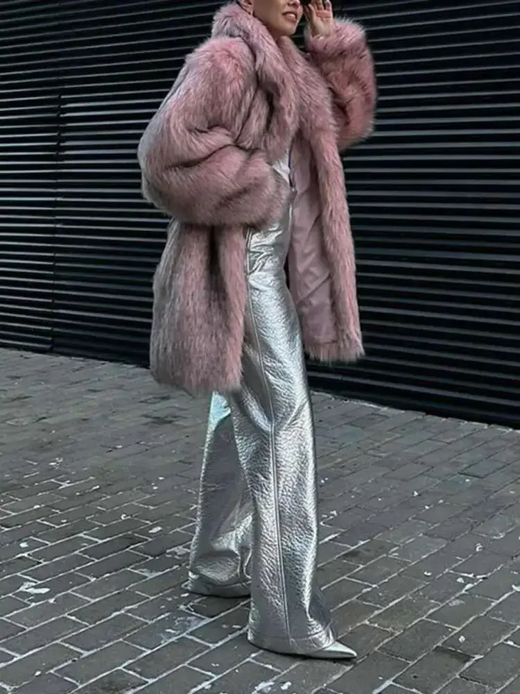 Fashion Tide Faux Fur Coat European Style Hooded Loose All Match Warm Cardigan Top Jacket Women Autumn Winter 2025 New