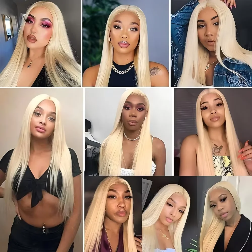 613 Honey Blonde Bone Straight Brazilian Remy Human Hair Bundles 1/3/4 Pcs Hair Weft Sew In Extensions 34 36 38 40 Inches Tangle Free Minimal Shedding Bundle Deals For Black Women