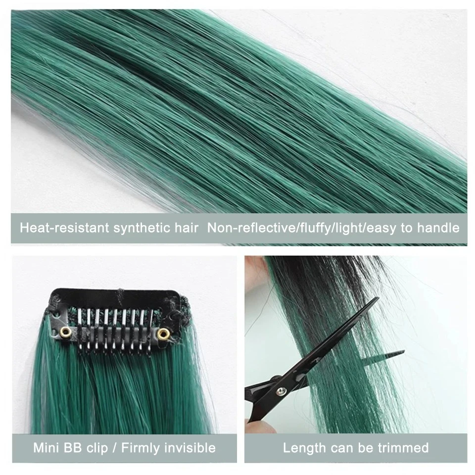 2 قطعة/الحزمة الاصطناعية الملونة الطرف يسلط الضوء على وصلات شعر بمشبك للفتيات 22 بوصة متعدد الألوان مستقيم الشعر الاصطناعية Ha