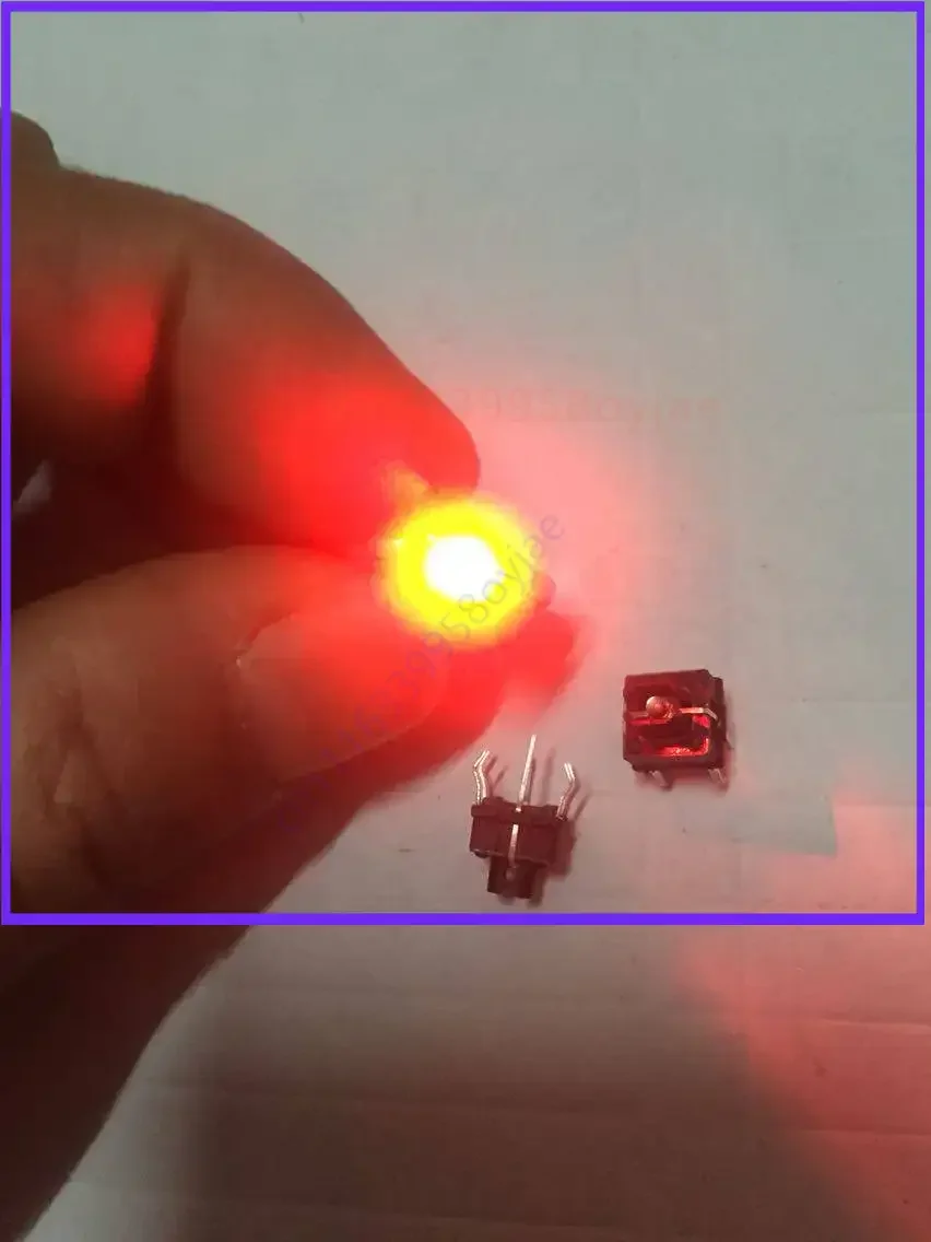 200pcs 6-pin button with led light touch ts0671-0701c/s-r red light micro switch brand new