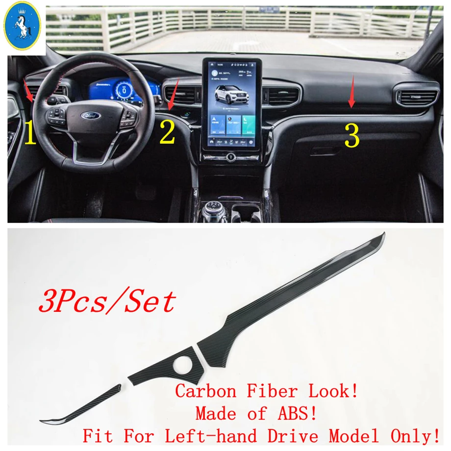 

ABS For Ford Explorer 2020 2021 2022 Auto Central Control Panel Frame Decor Stripes Cover Trim Carbon Fiber Accessories Interior