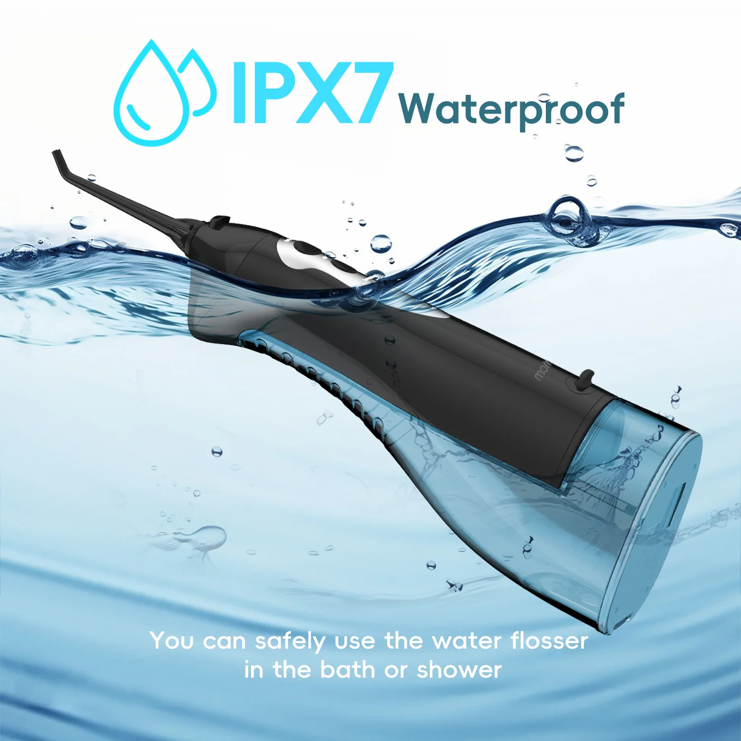 Mornwell D52Pro 치과용 워터 제트 충전식 물 치실, 휴대용 300ML 4 노즐, 방수 구강 세정기, 치아 클리너, 신제품