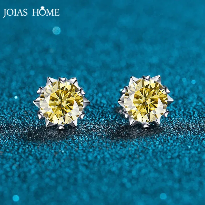 JOIAS HOME Fashionable Silver S925 1ct d Colored Moissanite Gemstone Earrings, as a Valentine's Day Birthday Gift