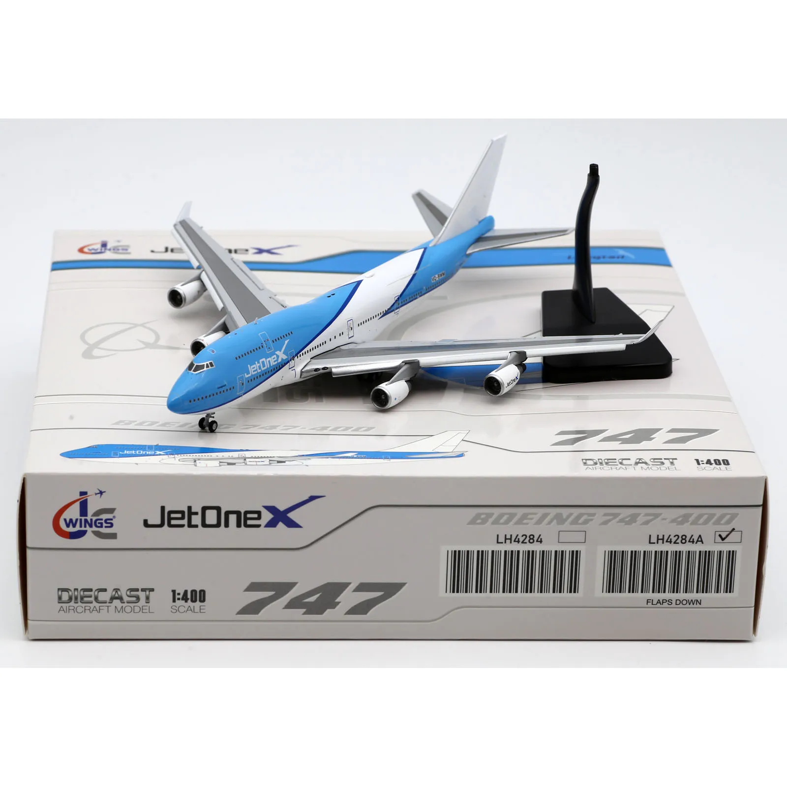 LH4284A Alloy Collectible Plane Gift JC Wings 1:400 JetOneX Airlines Boeing B747-400 Diecast Aircraft Model VQ-BWM Flaps Down