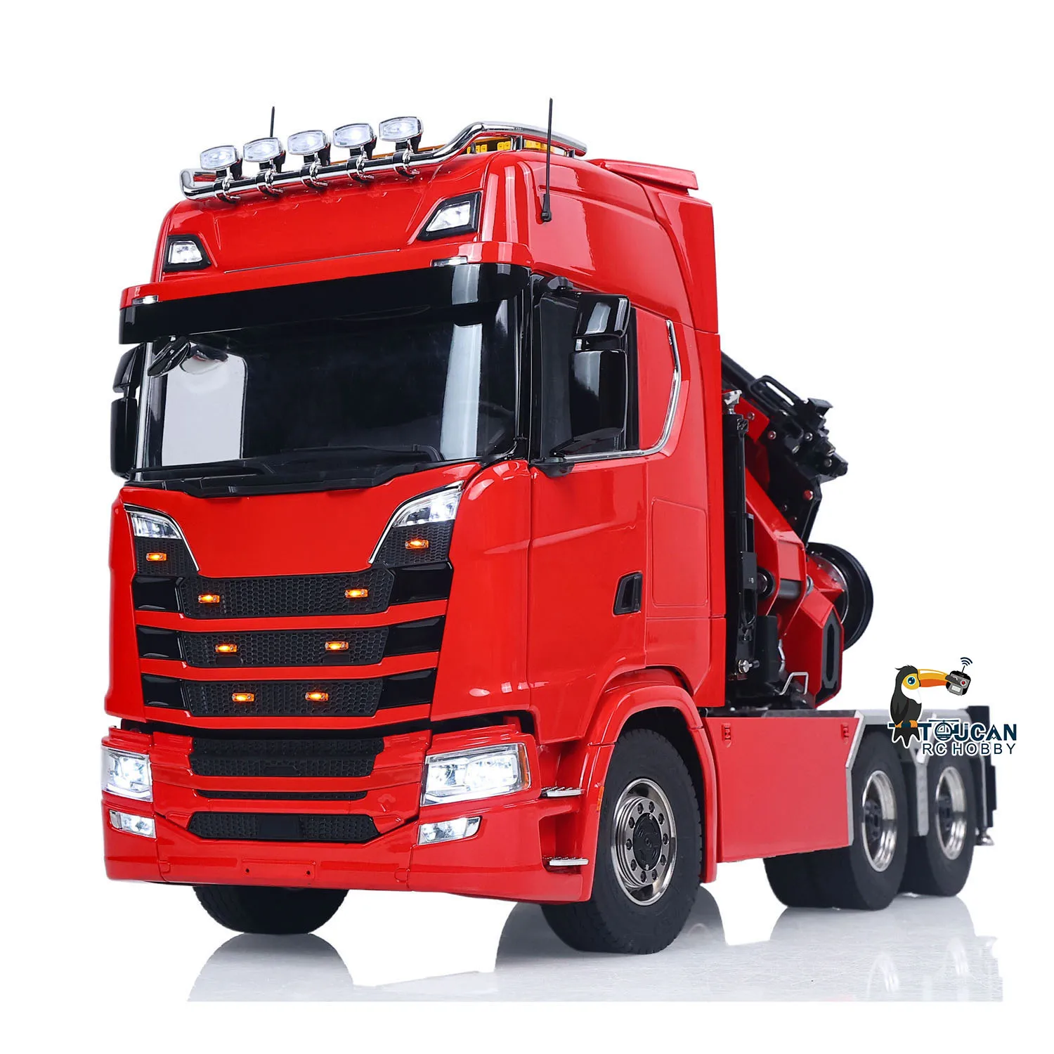 Toy 1/14 6x6 RC Tractor Truck 7-way Valves Hydraulic Crane Remote Control Lorry Car 3Speed Gearbox Axle Lock Light Sound Vehicle