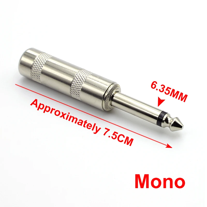 2Pcs High-quality 6.35mm Mono Jack Plug Audio Connector Solder Cable DIY Audio Adapter 6.3mm Male Plug for guitar