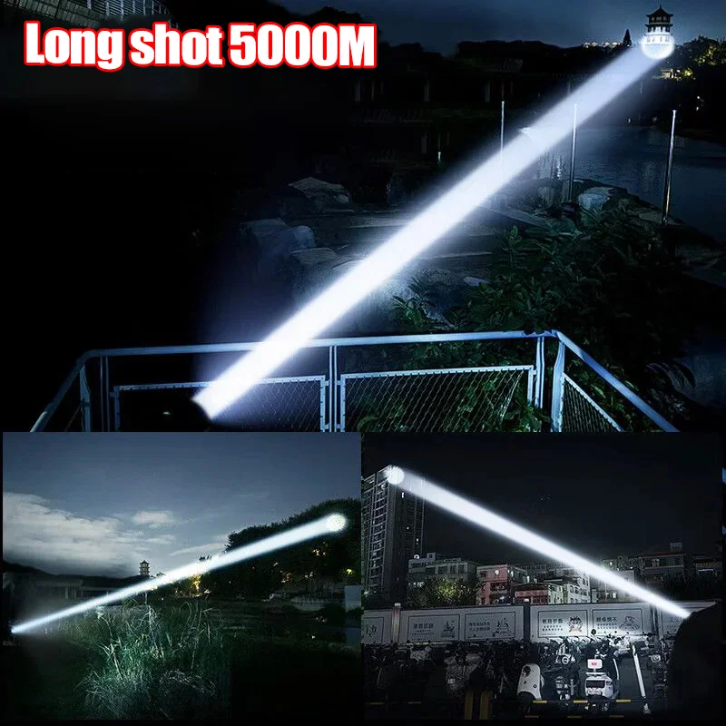 9900000LM High Power LED Flashlights With Condenser 5000M Super Strong Beam Ignites Outdoor Work Light Camping Fishing Lantern