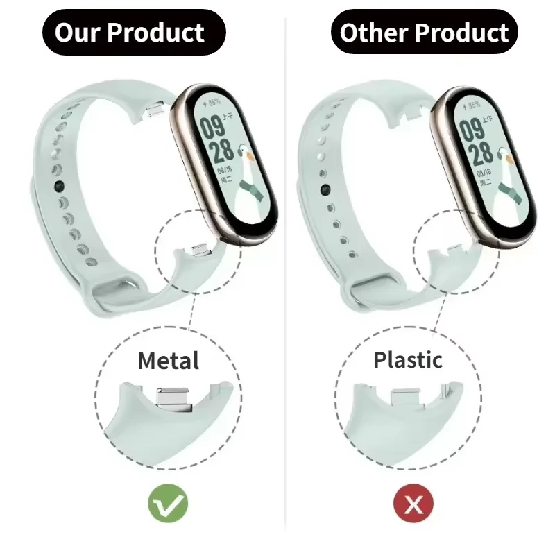 حزام سيليكون رسمي لـ Xiaomi Mi Band 9 8 سوار معصم معدني رياضي لحزام ملحقات بديلة Miband 10