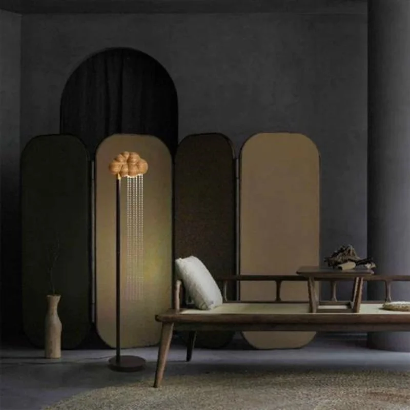 وابي سابي نمط خشب متين كريستال مصباح أرضي غرفة المعيشة أريكة حافة الدائمة ضوء تصميم تحسس غرفة الديكور أباجورة LED #4