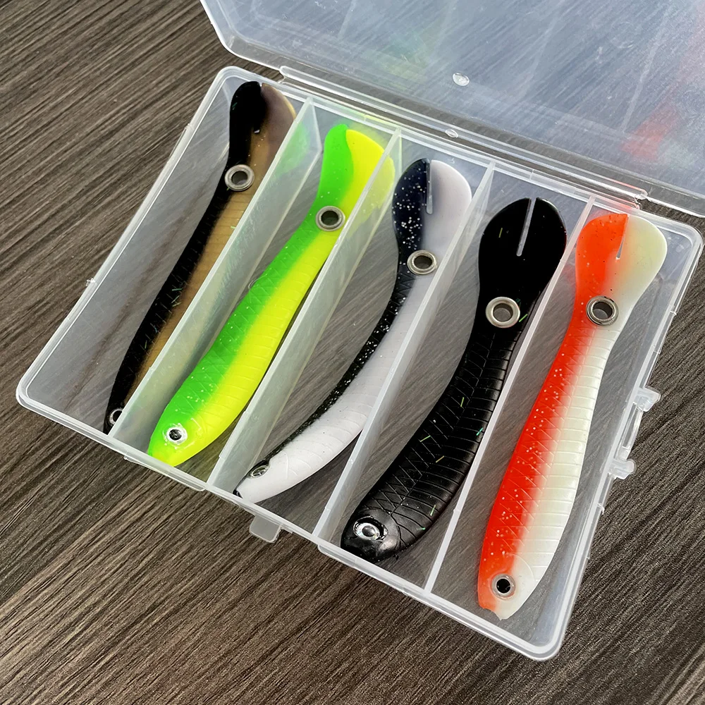 5PCS/Lot Soft Fishing Bait 6g 10cm Wobble Tail Lure Silicone Small Loach Artificial Baits For Bass Pike Fishing With Hook&Box image 2