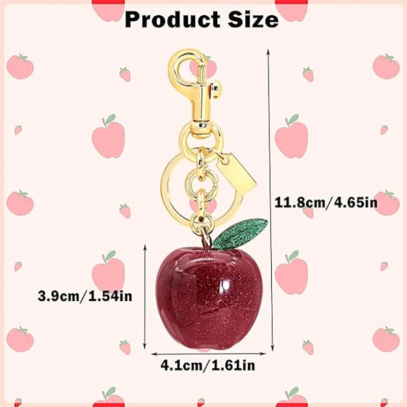 Apple Keychain Decorative Pendant Resin Zinc Alloy Unique Charm Bag Hanging Cherry Ornaments