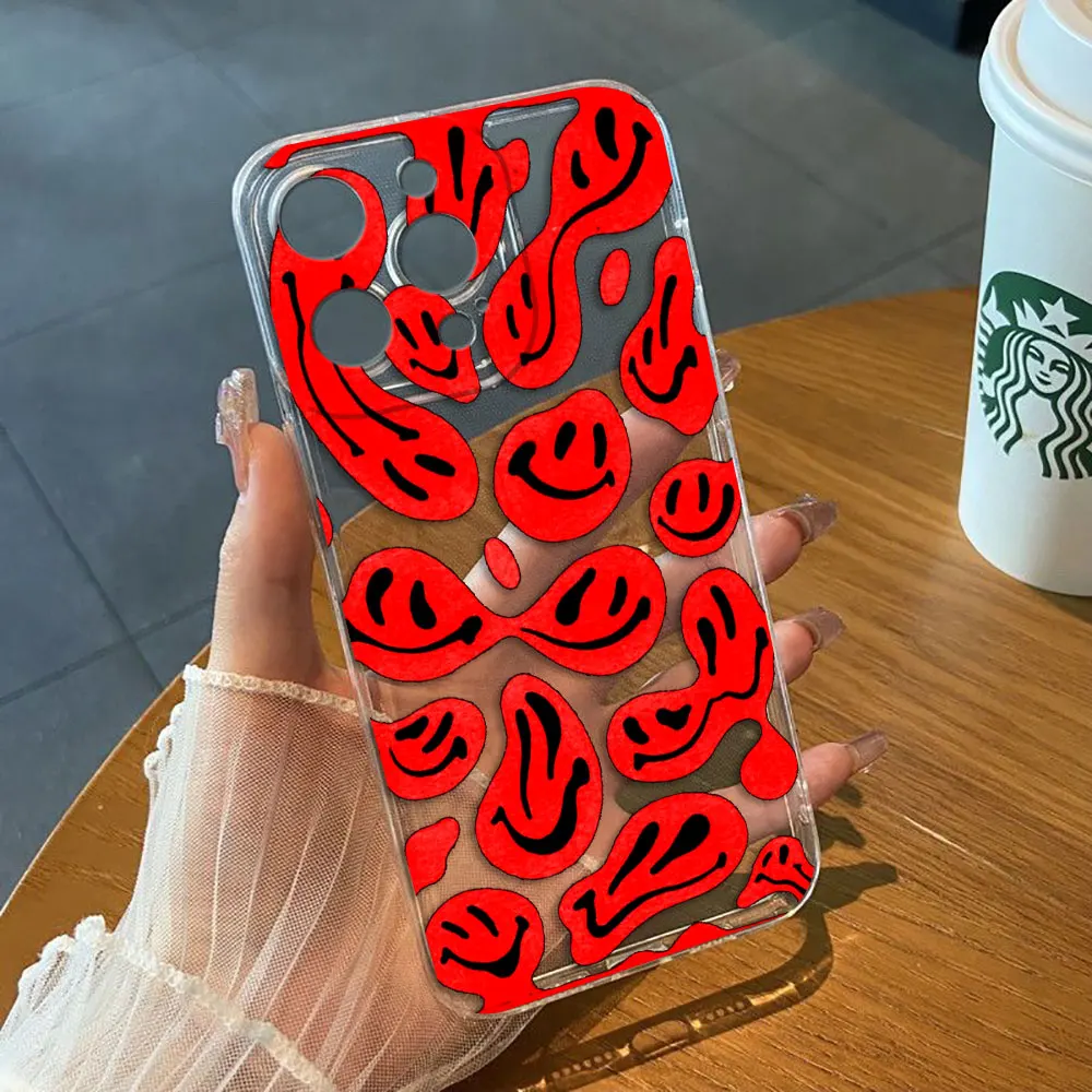 

Fashion Trippy Smiley Face Phone Case For Infinix TECNO POVA 2 3 4 5 SMART 6 7 8 NOTE 10 11 12 30 40 50 CAMON 19 20 Clear Case