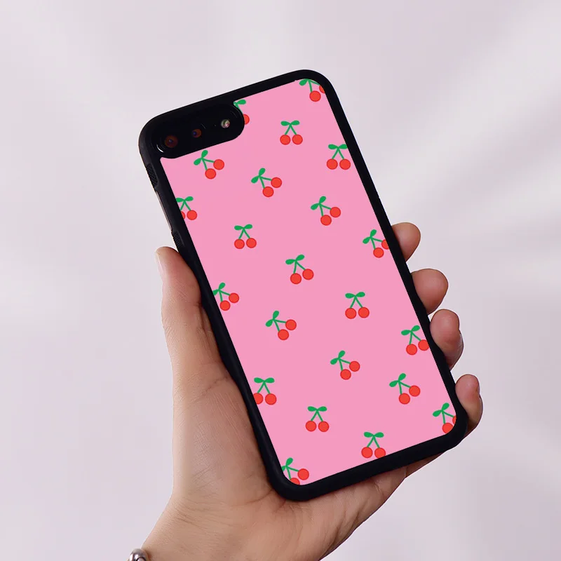 Wildflower Silicone Rubber Phone Case Cover for iPhone 6 6S 7 8 Plus X XS XR 11 12 13 14 15 Mini Pro Max Cherrie Pink