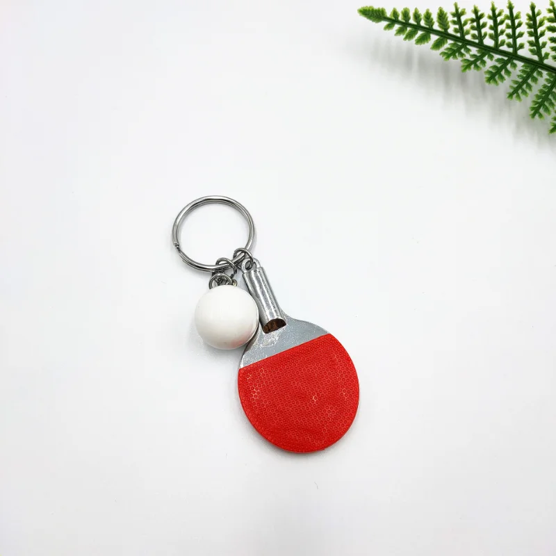 Fashion Ping-pong Racket Keychain Creative Simulation Table Tennis Bat with Ball Charm Key Chain for Handbag Purse Car Keyrings