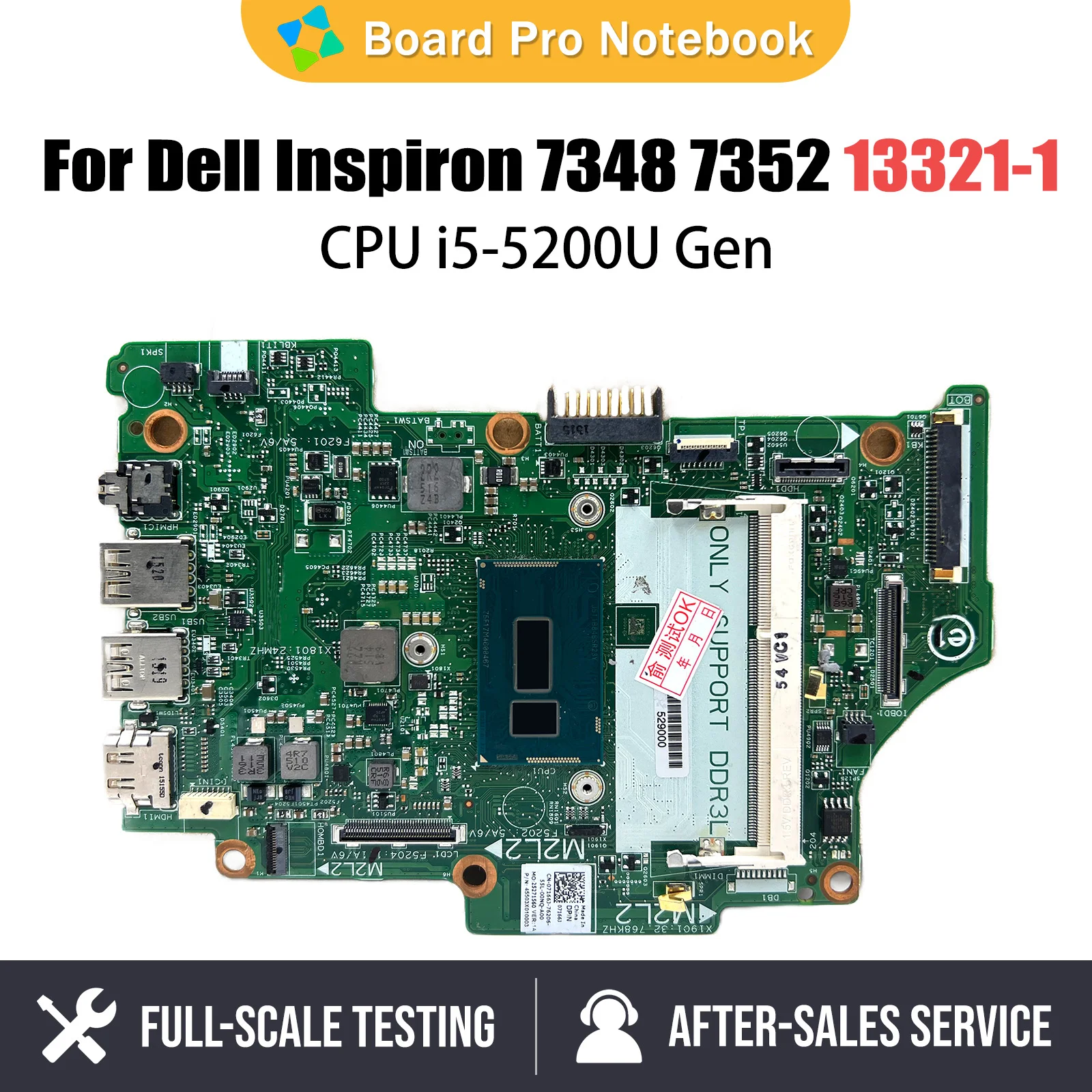 

Notebook Mainboard For Dell Inspiron 13 7348 7558 7352 07166J CN-07166J 13321-1 Laptop Motherboard With I5-5200U Full Tested OK