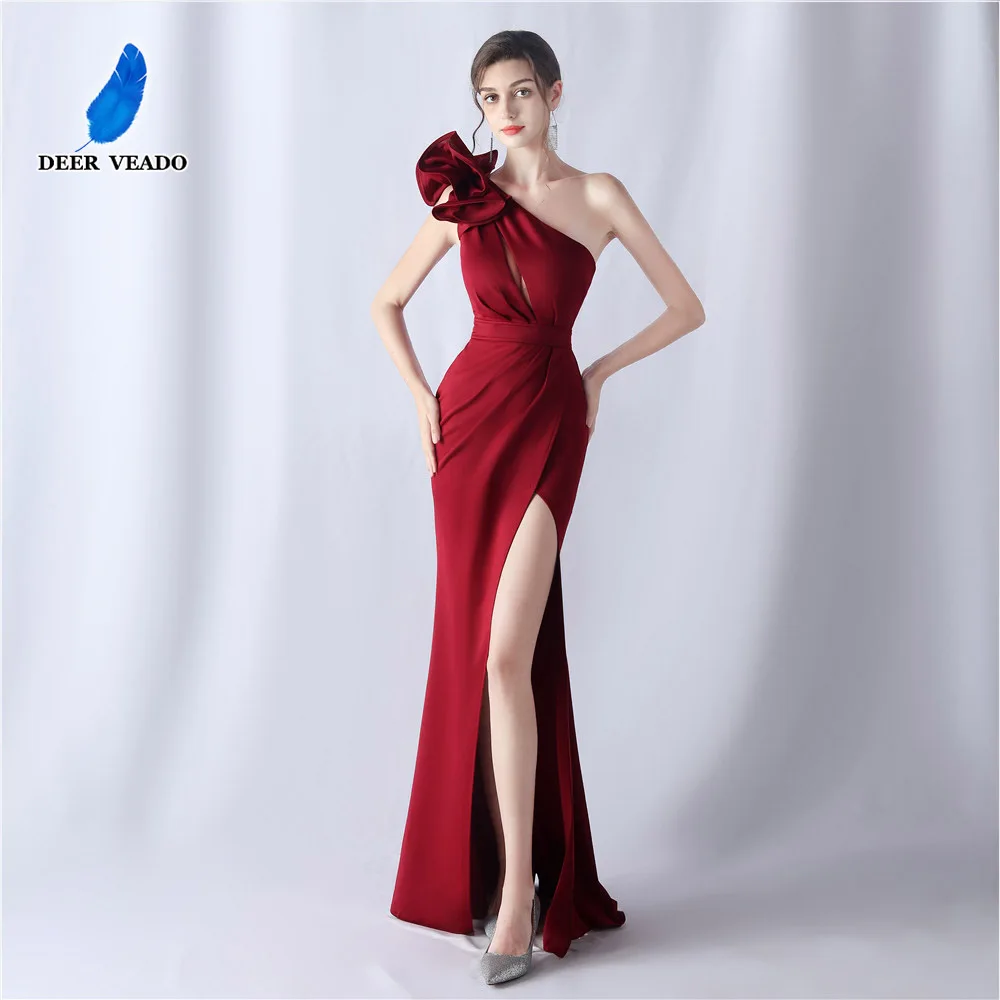 

DEERVEADO Элегантные вечерние платья русалки на одно плечо Длинные платья для выпускного вечера Мягкое атласное вечернее платье robe de soiree