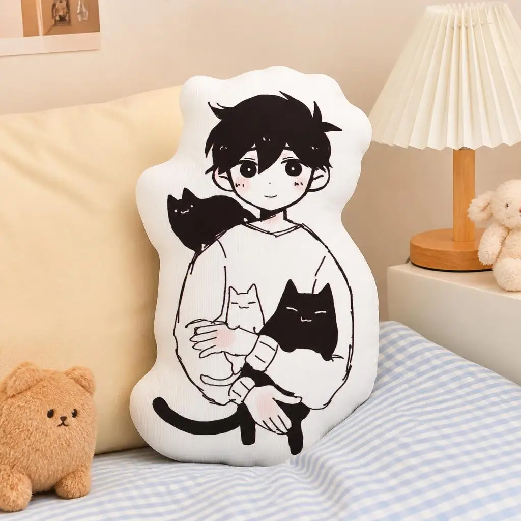 OMORI Sunny and Mewo Game Plush Pillow Cushion Irregular Stuffed Throw Pillow Home Decor Gift Sofa Bed Couch