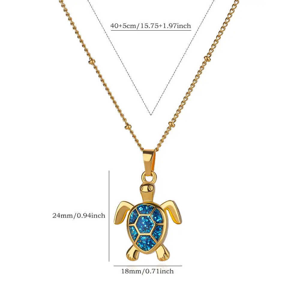 Farbige Schildkröte Anhänger Halskette für Frauen Sommer Strand Weibliche Charme Halskette Perlen Kette Nette Edelstahl Schmuck kragen
