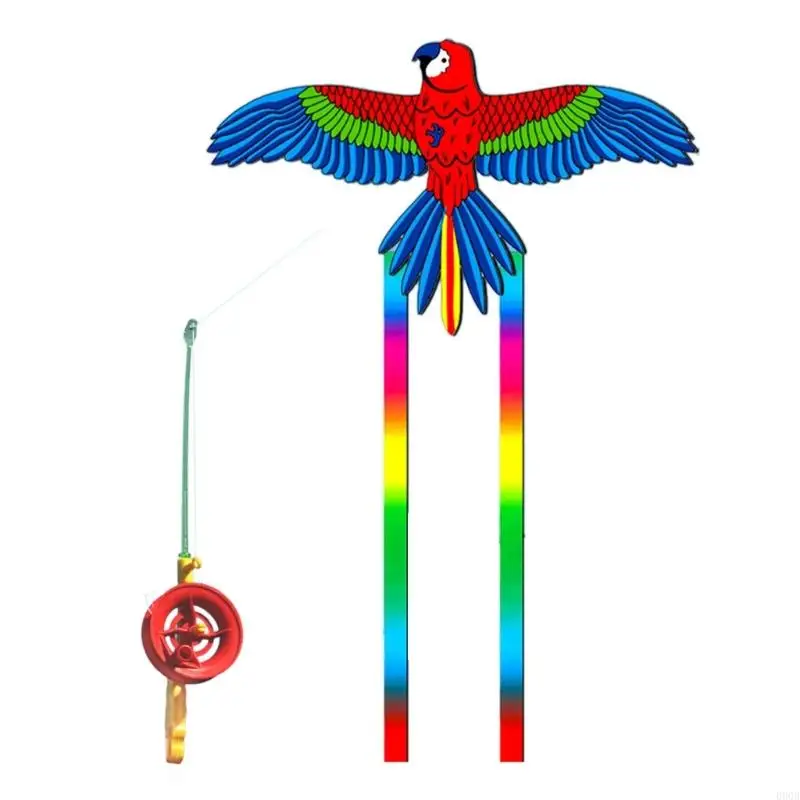 090B Dynamic Kites for Kids Adult Fishing Rod Dynamic Wing Long Tail Kites BeachPlay Party Outdoor Flying Toy for Beginners